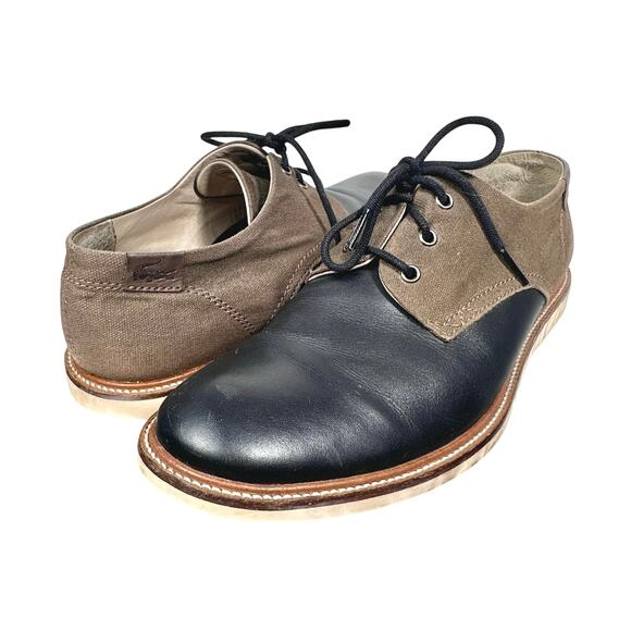 Lacoste | Men | Sherbrooke Leather Canvas Mixed Media Dress Oxford Shoes | Sz 8 - Picture 1 of 13